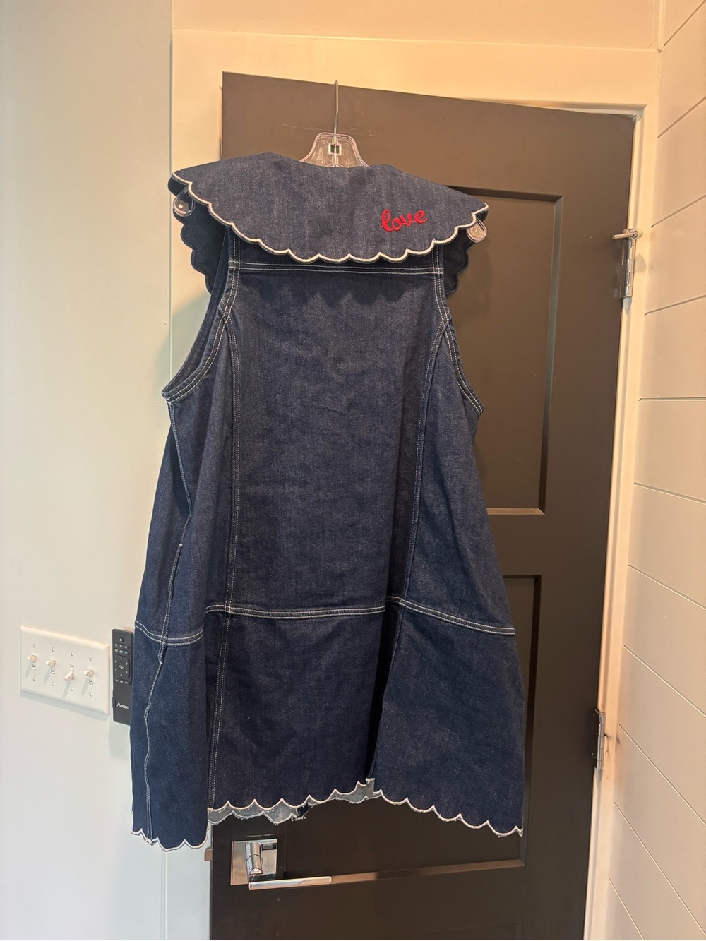 Anthropologie Pilcro Scalloped Denim Buttondown Love Dress Large NWT Nautical - Picture 11 of 15